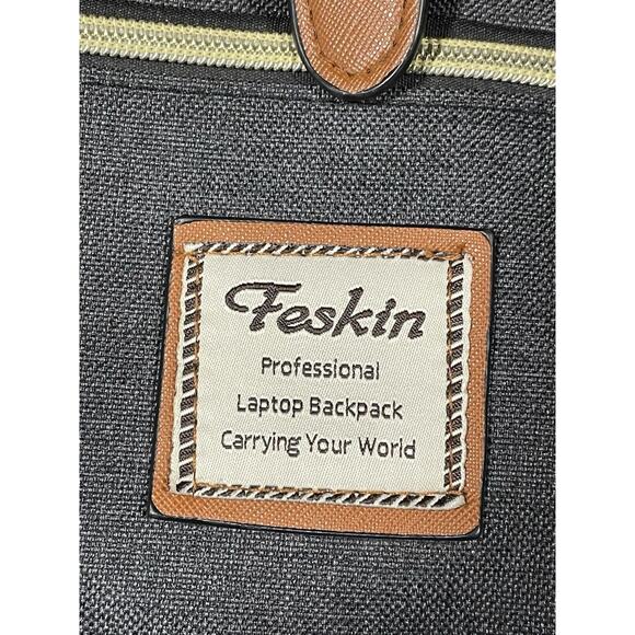 Feskin Unisex Professional Slim Rucksack Travel Business Laptop Canvas Backpack - Picture 6 of 10